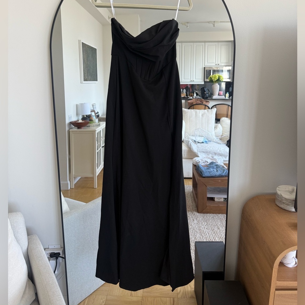 Lulu's Black Strapless Cowl Neck Evening Gown